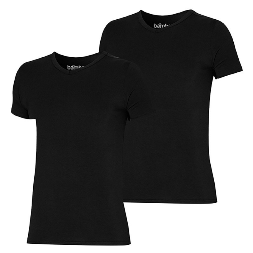 2 pak Apollo Bamboe shirt V hals zwart -M