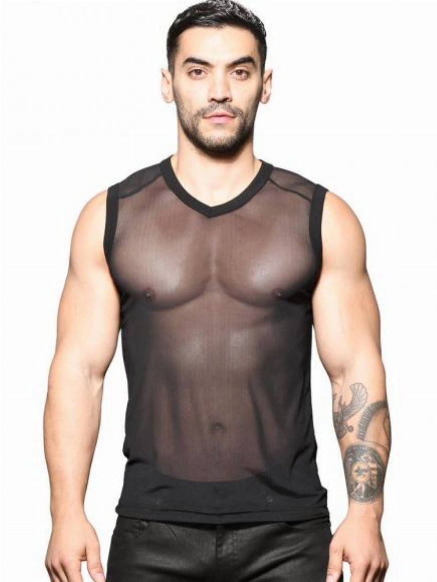Andrew Christian Sexy Sheer - Sleeveless Zwart Grijs