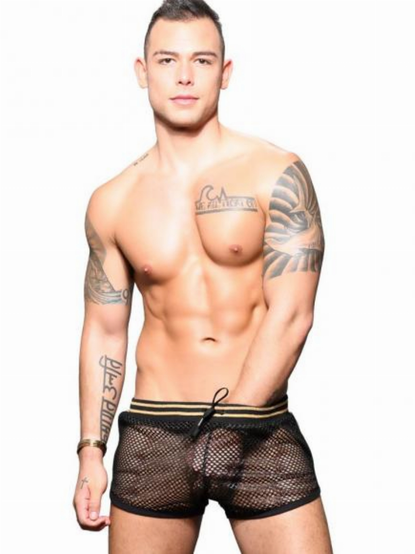 Andrew Christian Slick Mesh - Jogger Shorts Zwart