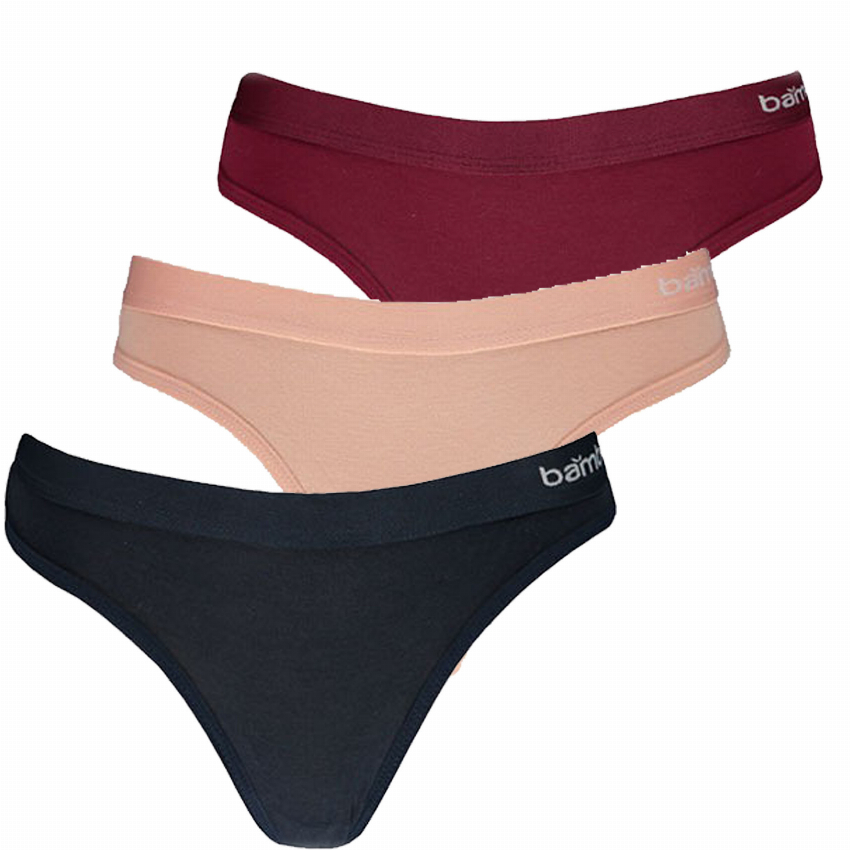 Apollo Apollo Dames String Rood Roze Blauw Bamboe 3-pack