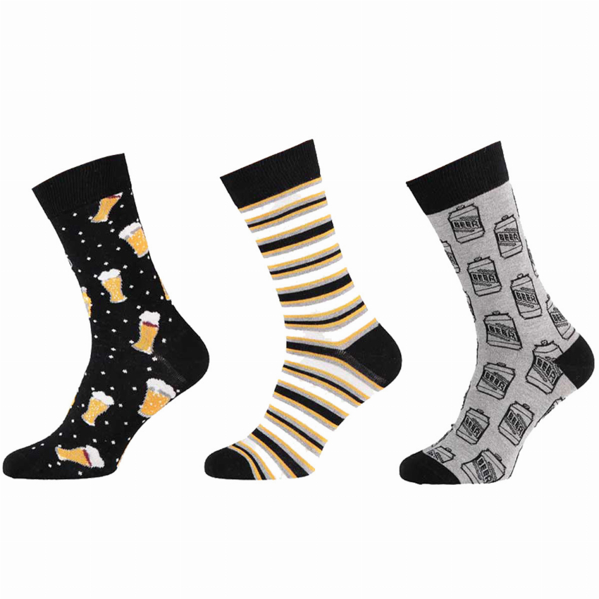 Apollo Apollo Heren Sokken Katoen Bier Printen Strepen 3-paar