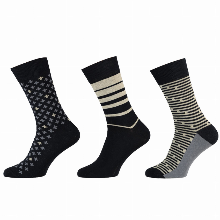 Apollo Apollo Heren Sokken Katoen Marine Grijs 3-paar