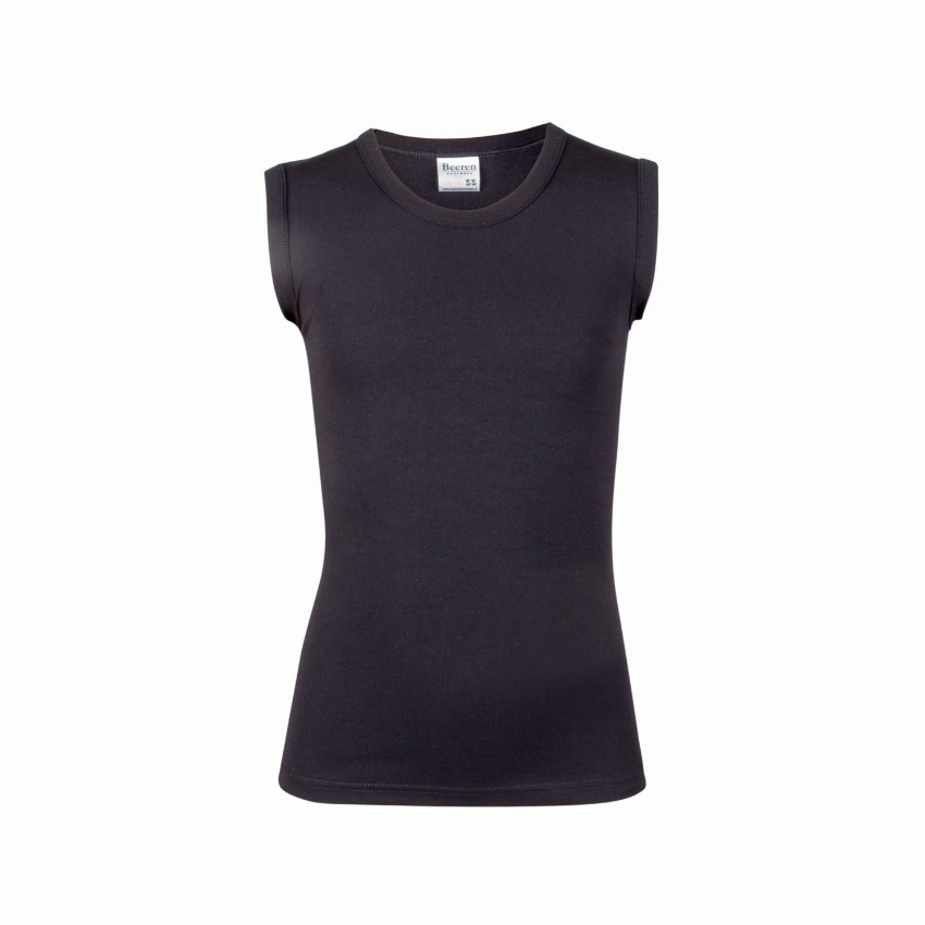 Beeren jongens tactel mouwloos shirt-152 164-Zwart