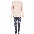 By Louise By Louise Dames Pyjama Lange Mouw Hartjes Roze Blauw