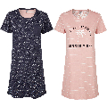 By Louise By Louise Nachthemd Dames Korte Mouwen Blauw Roze