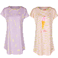 By Louise By Louise Nachthemd Dames Korte Mouwen Lila Geel