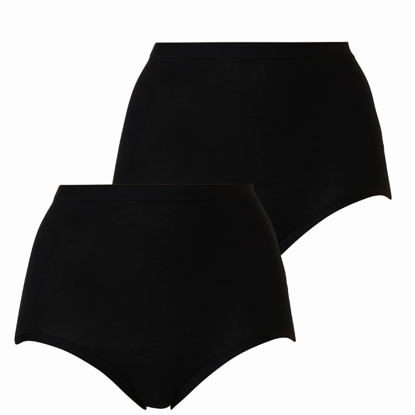 Cotonella Cotonella Dames Tailleslip Maxi Zwart 2-stuks