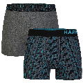 Happy Shorts Happy Shorts 2-Pack Boxershorts Heren Grijs Happy Letters