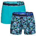 Happy Shorts Happy Shorts 2-Pack Boxershorts Heren Hawaii Flowers Blauw
