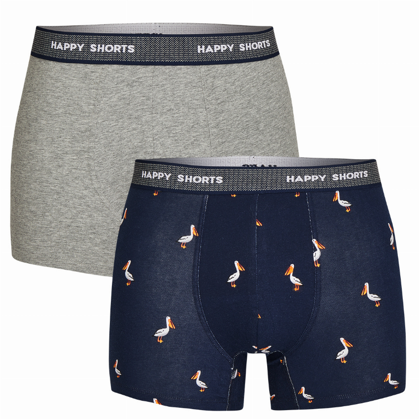 Happy Shorts Happy Shorts 2-Pack Boxershorts Heren Ooievaar Print