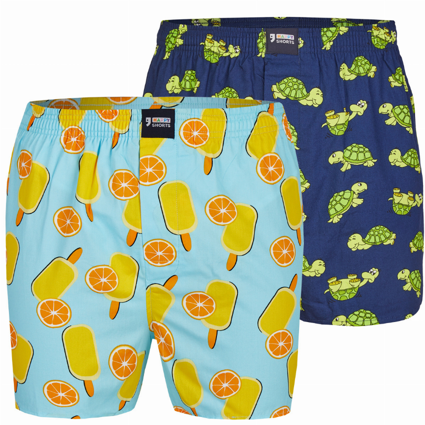 Happy Shorts Happy Shorts 2-pack Wijde Boxershorts Capri Ice Schildpadden