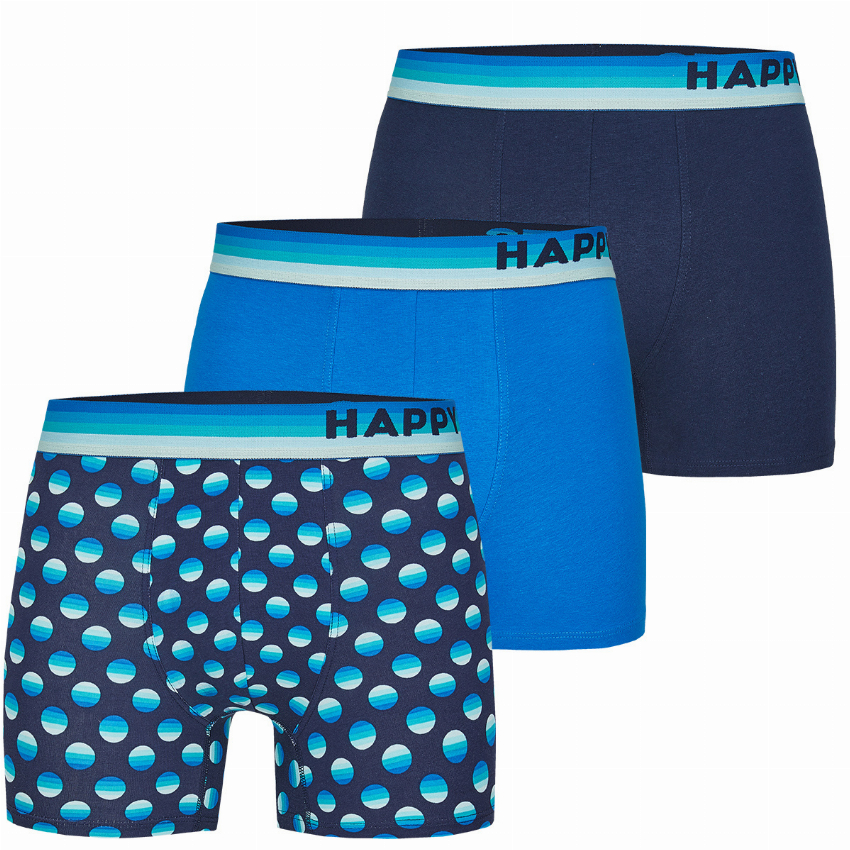 Happy Shorts Happy Shorts 3-Pack Boxershorts Heren Blauwe Stippen