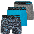 Happy Shorts Happy Shorts 3-Pack Boxershorts Heren Camouflage Aqua Grijs