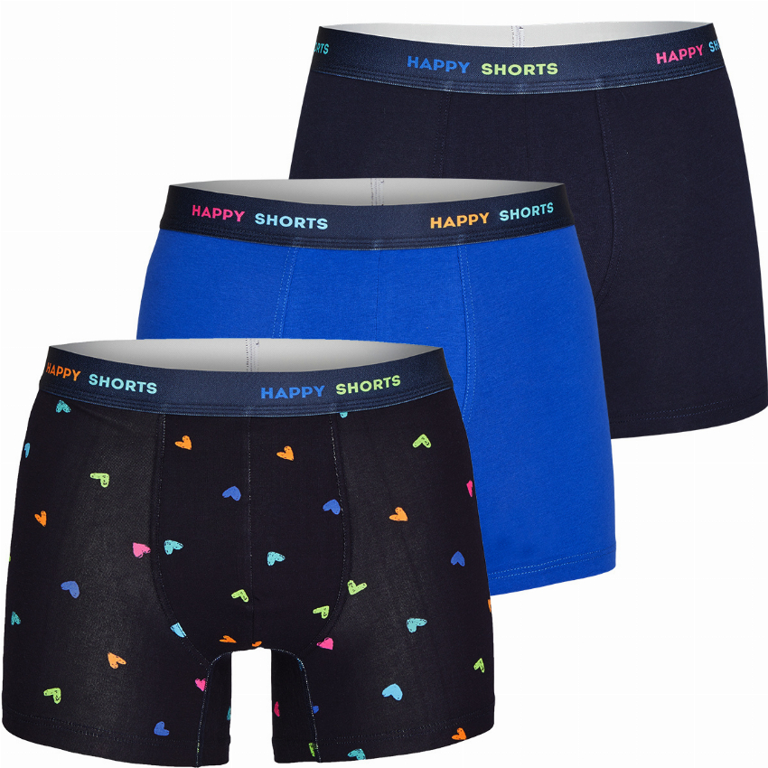 Happy Shorts Happy Shorts 3-Pack Boxershorts Heren Gekleurde Hartjes