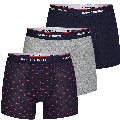 Happy Shorts Happy Shorts 3-Pack Boxershorts Heren Hartjes Blauw Grijs