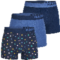 Happy Shorts Happy Shorts 3-Pack Boxershorts Heren Hartjes Donkerblauw