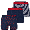 Happy Shorts Happy Shorts 3-Pack Boxershorts Heren Maritim Gestreept Hartjes