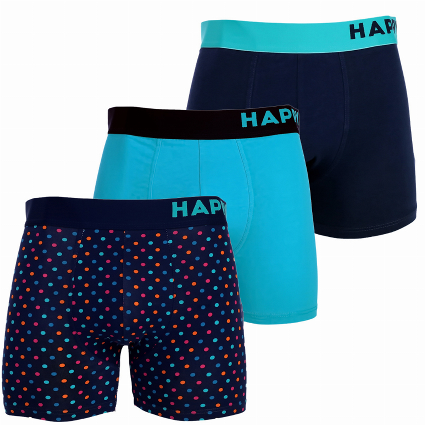 Happy Shorts Happy Shorts 3-Pack Boxershorts Heren Stippen Blauw