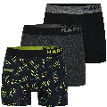 Happy Shorts Happy Shorts 3-Pack Boxershorts Heren Triangle Zwart Grijs