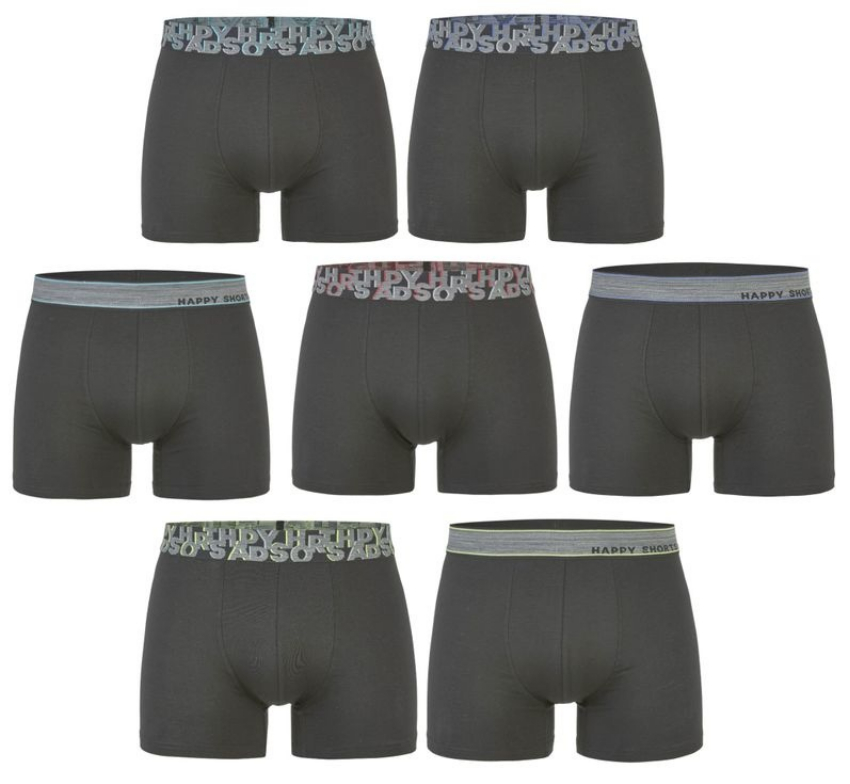 Happy Shorts Happy Shorts 7P Zwarte Boxershorts Heren Multipack