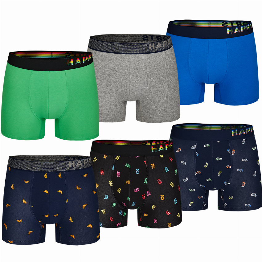 Happy Shorts Happy Shorts Boxershorts Heren Multipack 6P T 6 Prints