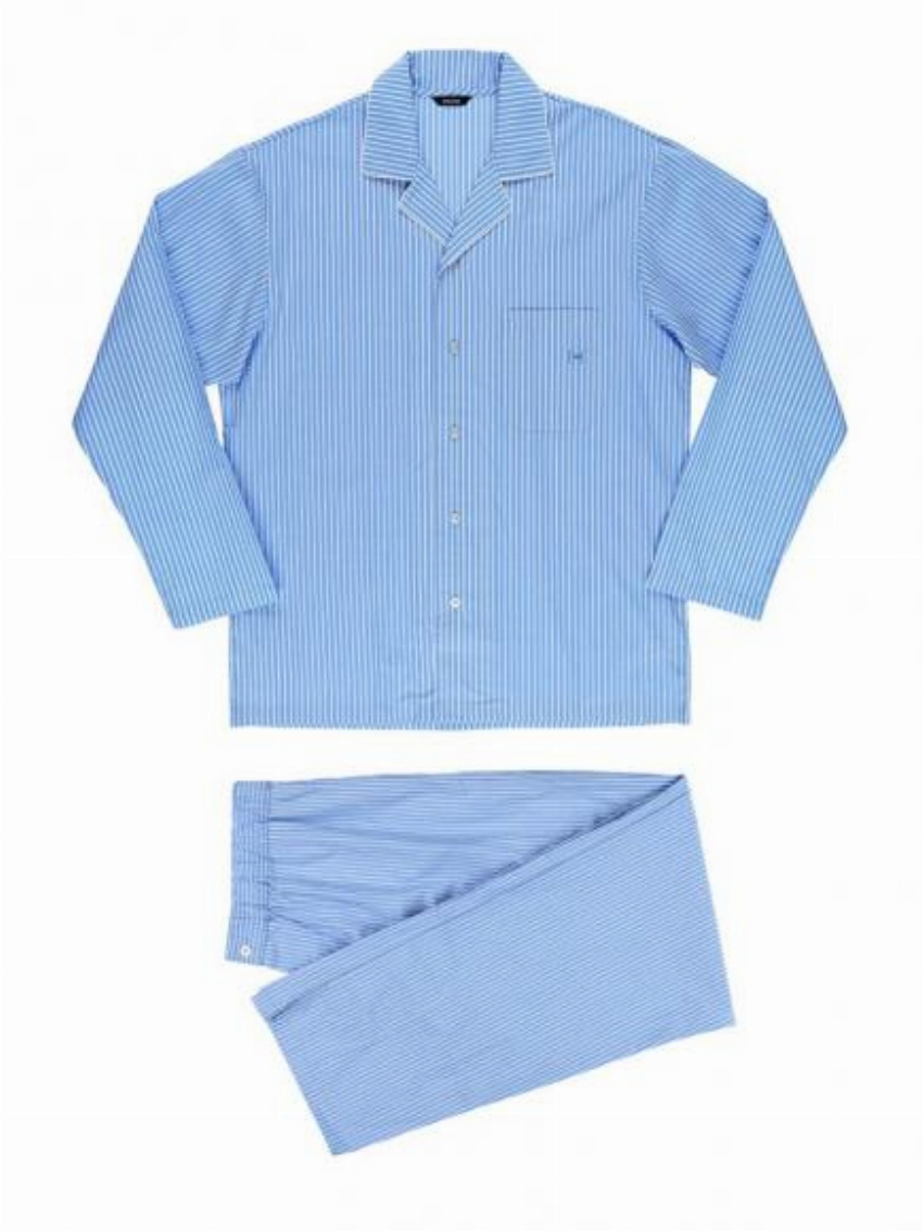 HOM Long Woven Sleepwear - Normandy Blauw Wit