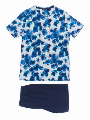 HOM Short Sleepwear - Aqua Flowers Blauw