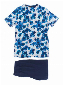 HOM Short Sleepwear - Aqua Flowers Blauw