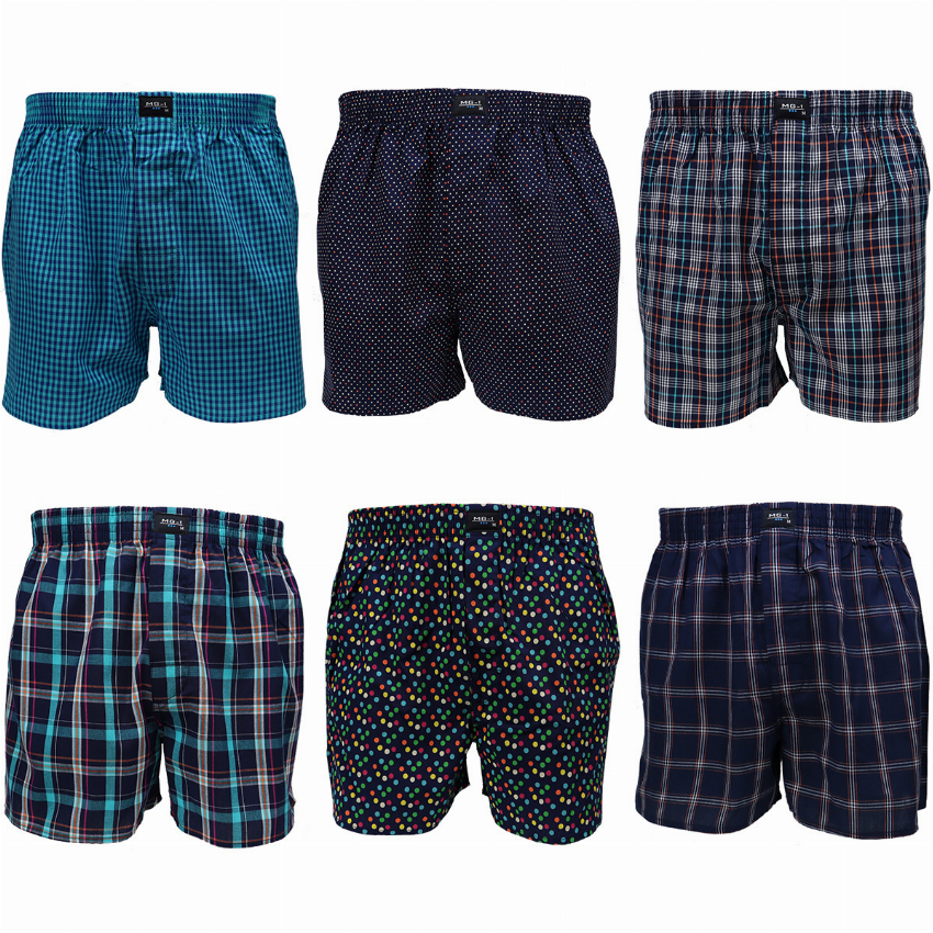 MG-1 MG-1 Wijde American Boxershorts Heren 6P Geruit Gestipt