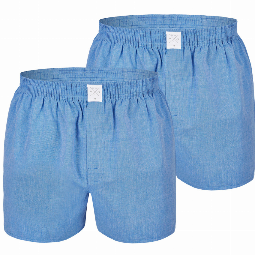 MG-1 MG-1 Wijde Boxershorts Heren 2-Pack Blauw Uni
