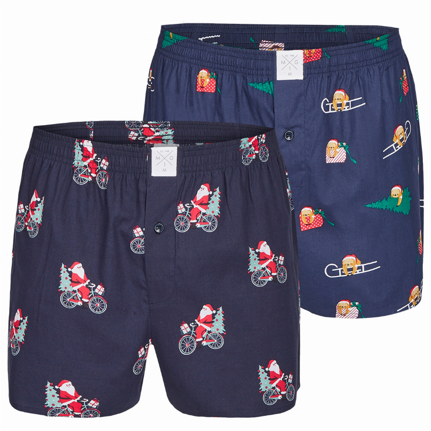 MG-1 MG-1 Wijde Kerst Boxershorts Heren 2-Pack
