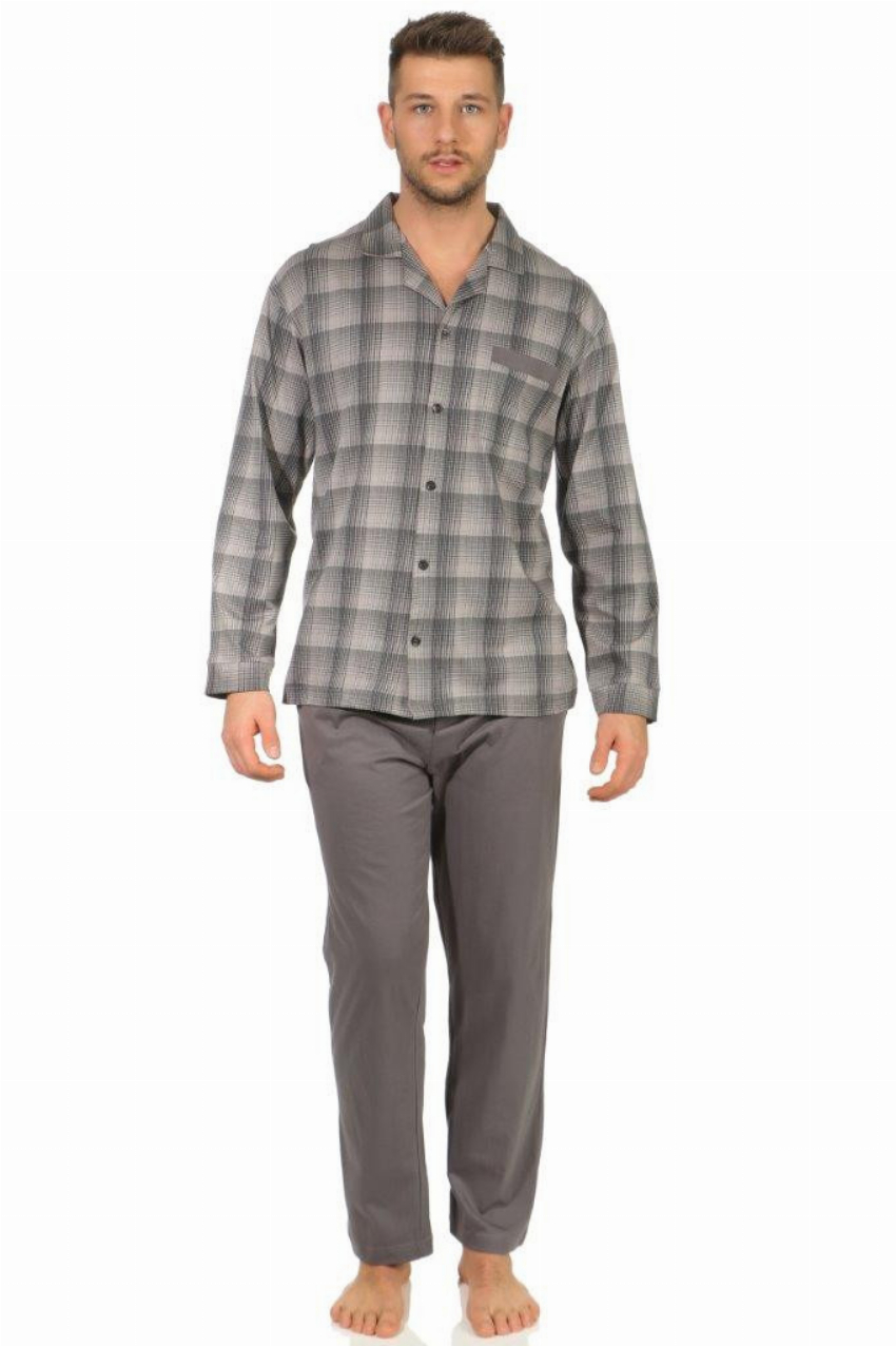 Normann heren pyjama doorknoop Trend 67418-58-Grijs