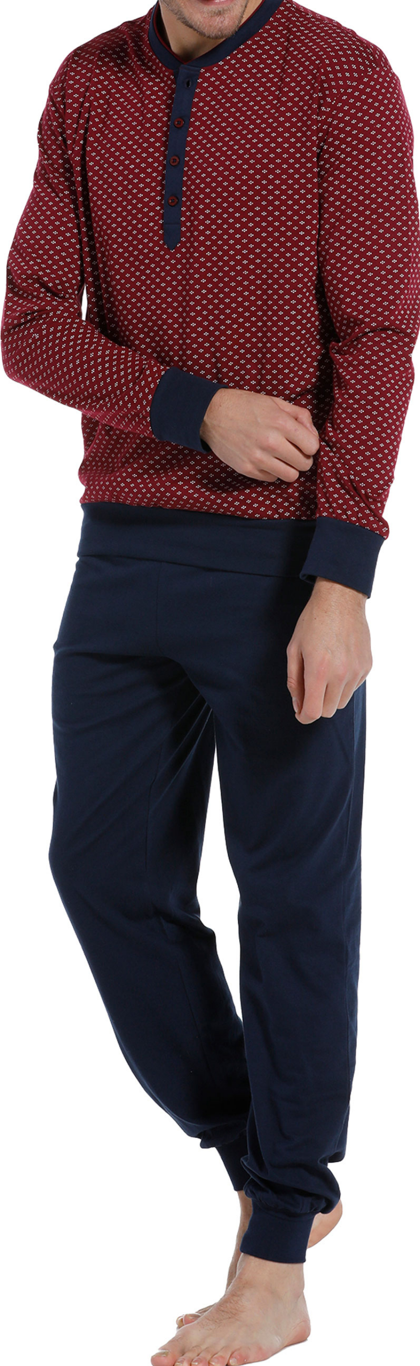 Pastunette Heren pyjama met knoopjes rood