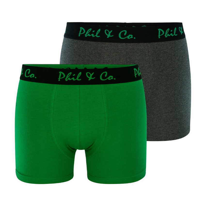Phil Co Phil Co 2-Pack Boxershorts Heren Basic Groen