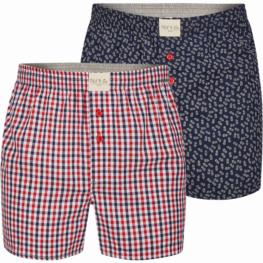 Phil Co Phil Co 2-Pack Wijde Boxershorts Heren Design03