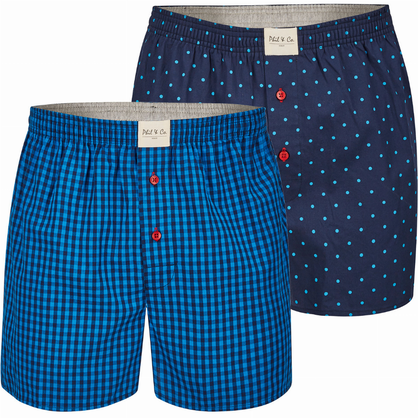 Phil Co Phil Co 2-Pack Wijde Boxershorts Heren Design06