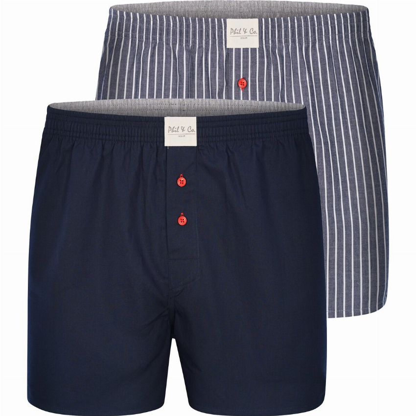 Phil Co Phil Co 2-Pack Wijde Boxershorts Heren PH-154