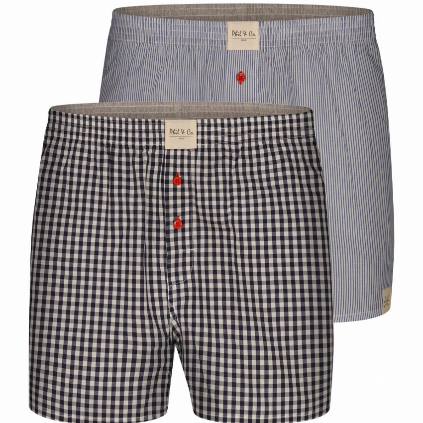 Phil Co Phil Co 2-Pack Wijde Boxershorts Heren PH-159