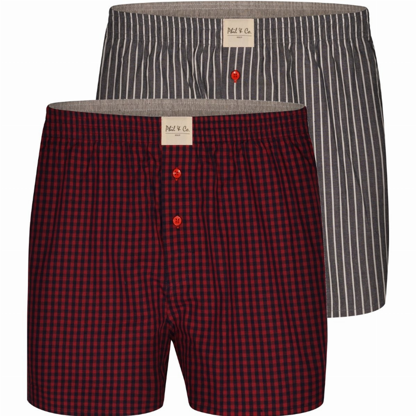 Phil Co Phil Co 2-Pack Wijde Boxershorts Heren PH-197