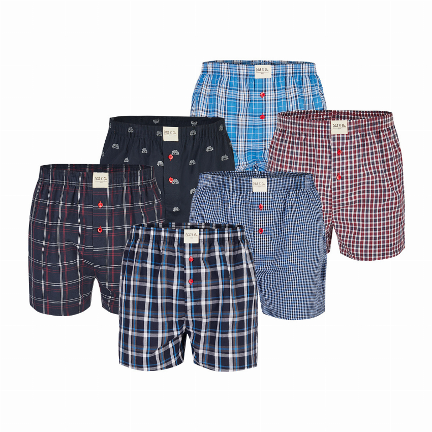 Phil Co Phil Co 6-Pack Geweven Wijde Boxershorts Heren HBOD59 Multipack