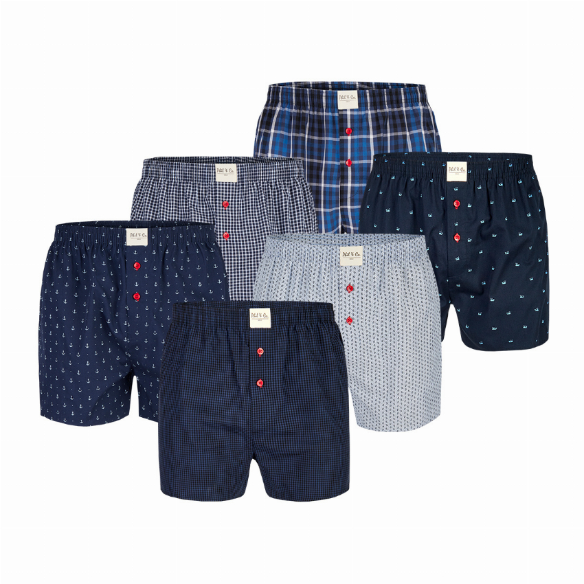 Phil Co Phil Co 6-Pack Geweven Wijde Boxershorts Heren HBOD60 Multipack