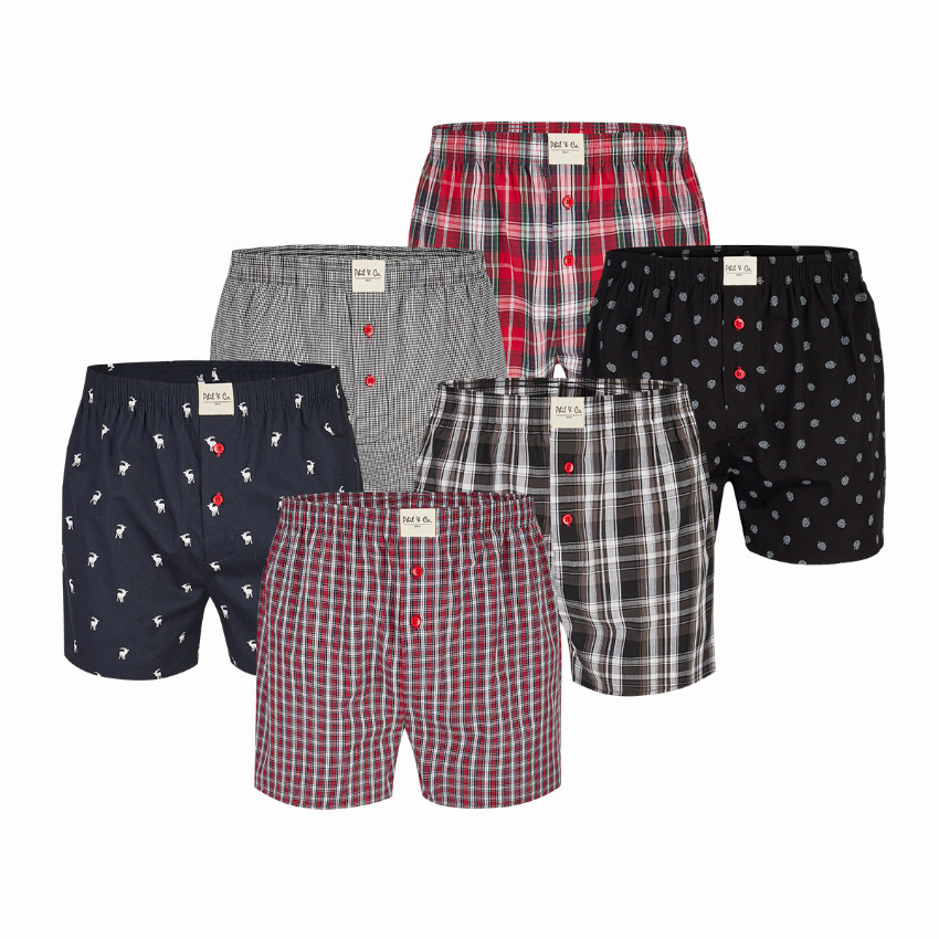Phil Co Phil Co 6-Pack Geweven Wijde Boxershorts Heren HBOD61 Multipack