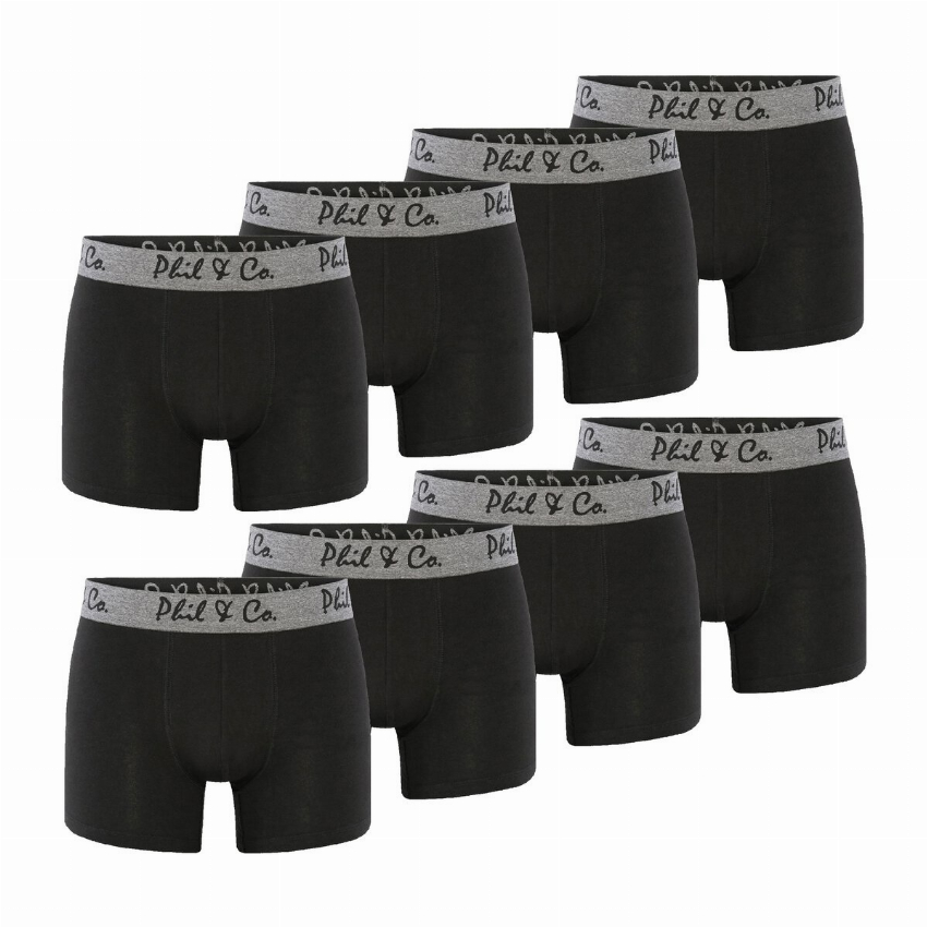 Phil Co Phil Co Boxershorts Heren Zwart 8-Pack