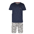 Phil Co Phil Co Shortama Heren Blauw Grijs Stripe