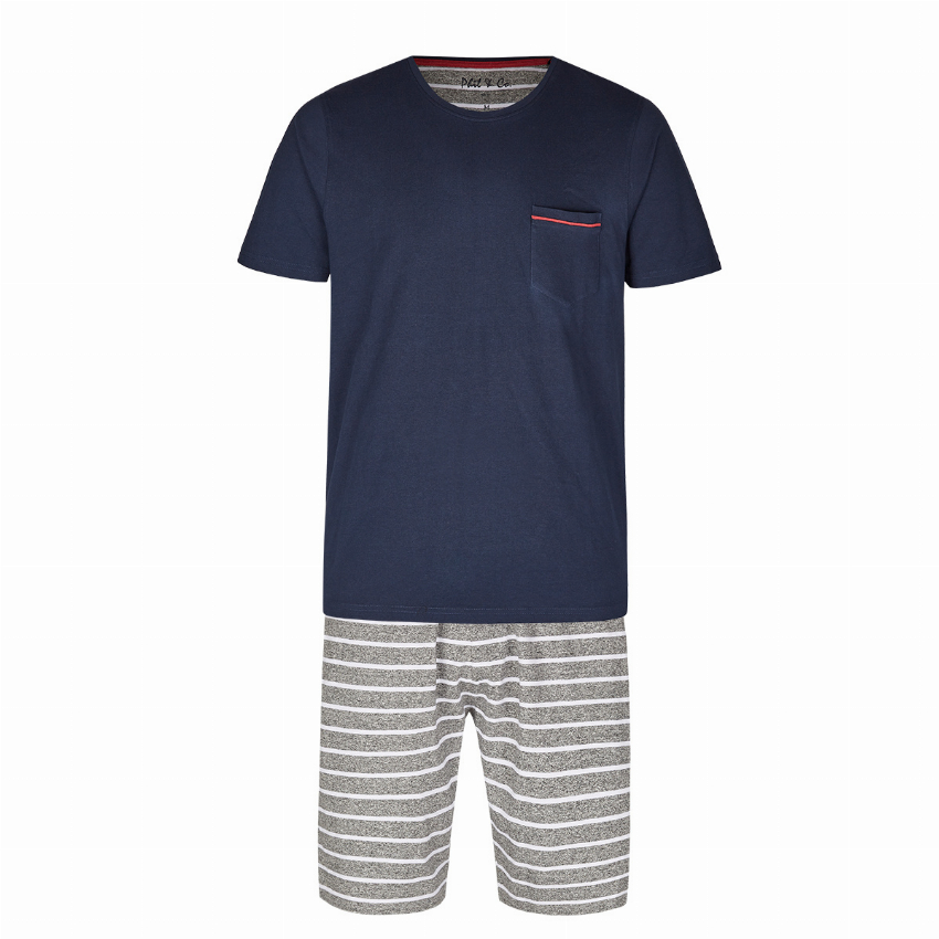 Phil Co Phil Co Shortama Heren Blauw Grijs Stripe
