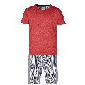 Phil Co Phil Co Shortama Heren Rood Grijs Stripe
