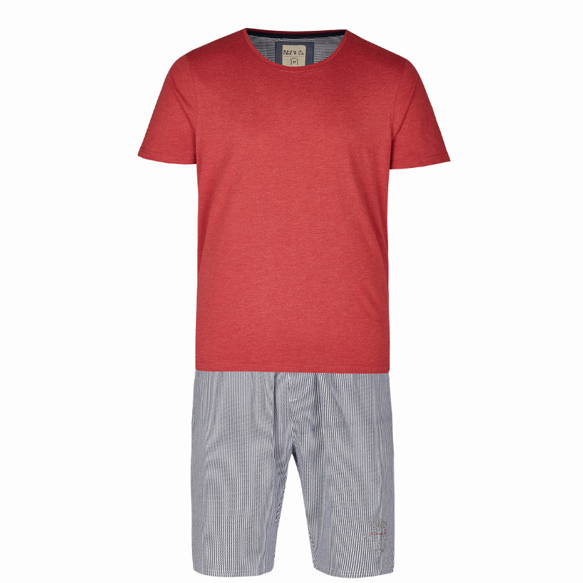 Phil Co Phil Co Shortama Heren Rood Grijs Stripe
