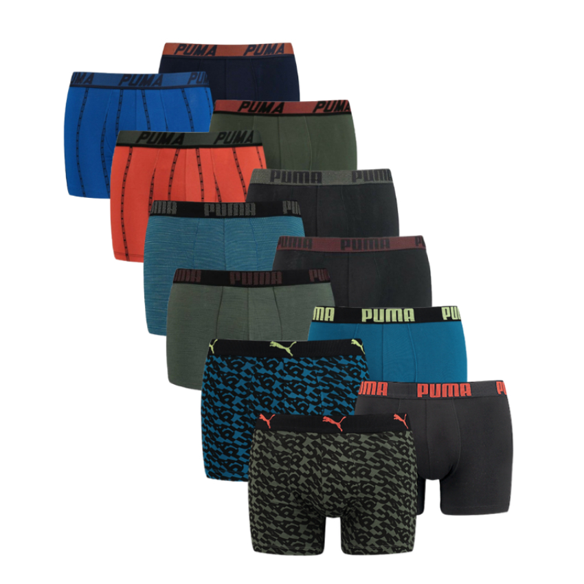 Puma 12-pack boxershorts mix - army green rood blauw zwart