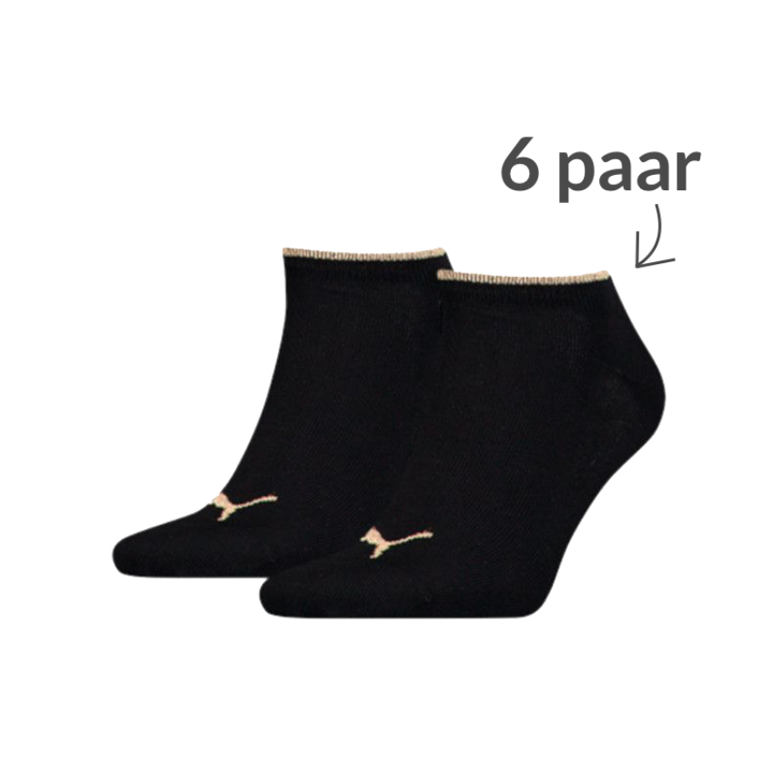 Puma 6 paar sneaker sokken lurex zwart