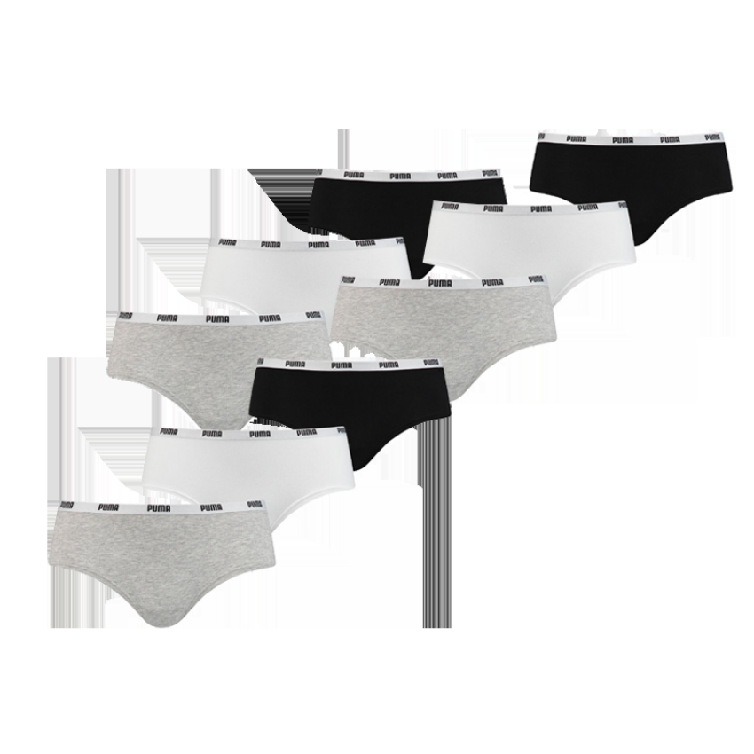 Puma 9-pack dames hipsters - wit grijs zwart